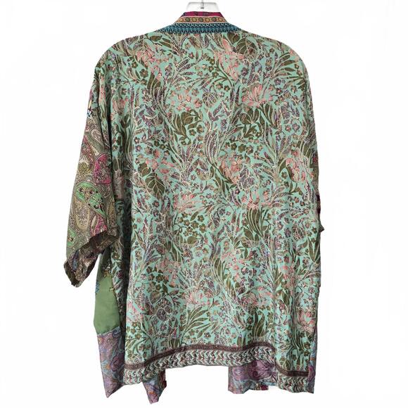 KARMA HIGHWAY  - Short Kimono, Green, Pink, O/S - Picture 3 of 6